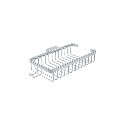10-3/8" Length Rectangular Bathroom Wire Shower Basket Shallow W/Hook Chrome