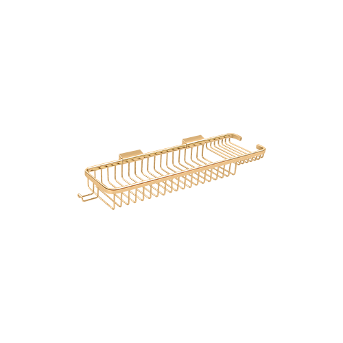 17-3/4" Length Rectangular Bathroom Wire Shower Basket Deep & Shallow W/Hook Lifetime Polished Brass
