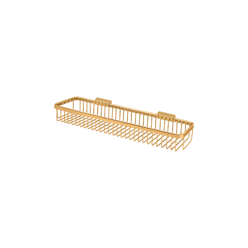 17-5/8" Length Rectangular Bathroom Wire Shower Basket Without Hook Lifetime Polished Brass