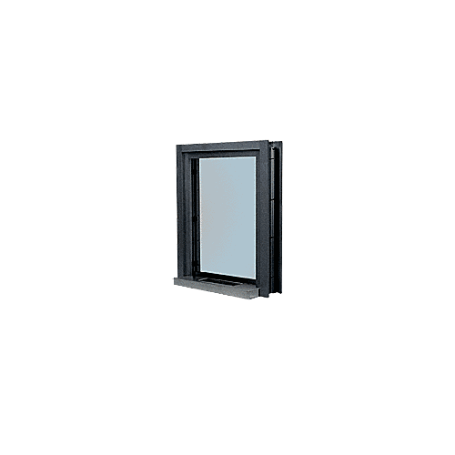 Dark Bronze Aluminum Clamp-On Frame Interior Glazed Exchange Window with 12" Shelf and Deal Tray