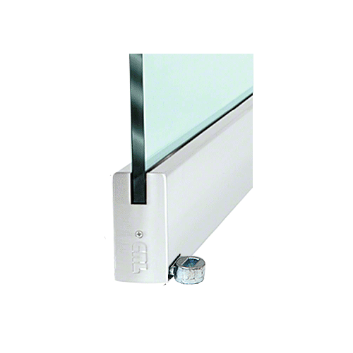 Satin Anodized 4" Offset Custom Length Square Style Door Rail without Lock for 1/2" Glass