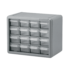 Akro-Mils Plastic Storage Cabinet, 16 Drawers, Small Parts Storage