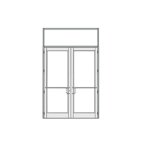 DH-350 Series Frame with Transom Prepped for Three-Point Locks and 6 Butt Hinges for 72" x 96" Pair of Doors Opening Swing-In, Clear Anodized Class 1