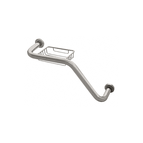 Brushed Satin Chrome 20" 135 Degree Grab Bar With Wire Basket