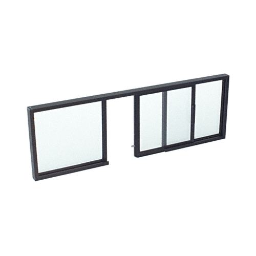 Duranodic Bronze Finish Horizontal Sliding Service Window OXO Format with 1/8" & 1/4" Vinyl Only No Screen