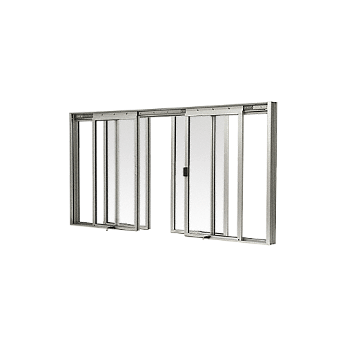CRL DW3600A Satin Anodized DW Series Four Panel Manual Deluxe Sliding Service Window OXXO with Screen
