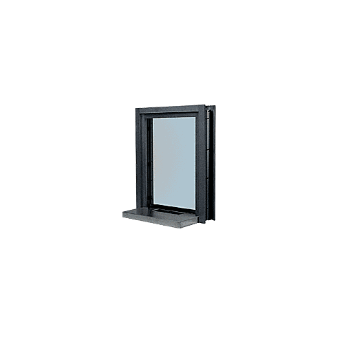 Dark Bronze Aluminum Clamp-On Frame Interior Glazed Exchange Window With 18" Shelf and Deal Tray