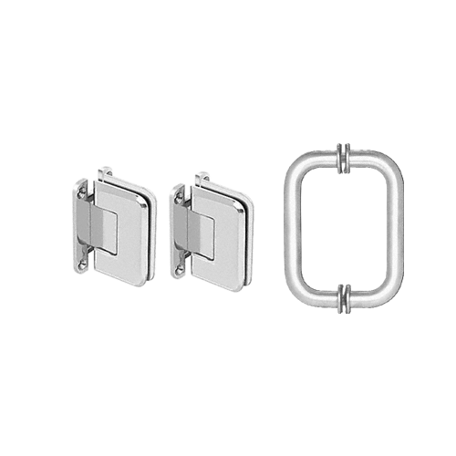 CRL P1NS3CH Polished Chrome Pinnacle Shower Pull and Hinge Set