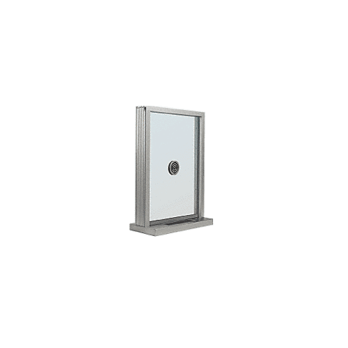 CRL N1EW12A Satin Anodized Aluminum Narrow Inset Frame Exterior Glazed Exchange Window with 12" Shelf and Deal Tray