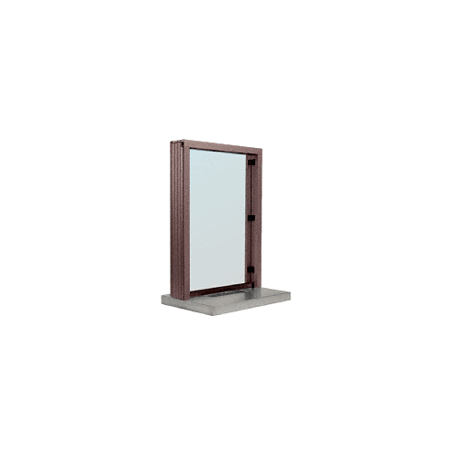 Dark Bronze Aluminum Narrow Inset Frame Interior Glazed Exchange Window with 18" Shelf and Deal Tray