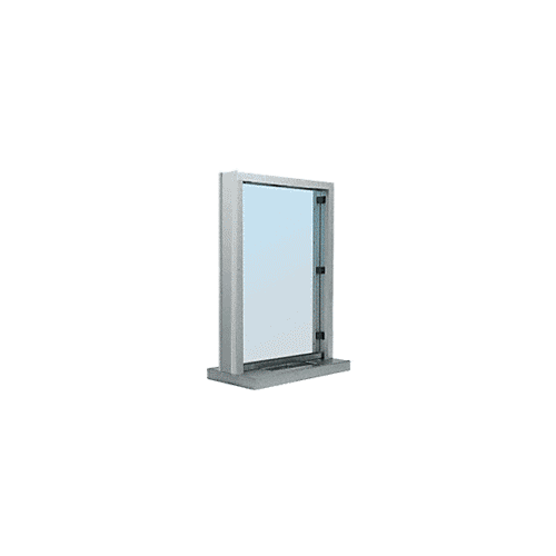 CRL S11W12S Brushed Stainless Steel Frame Interior Glazed Exchange Window with 12" Shelf and Deal Tray