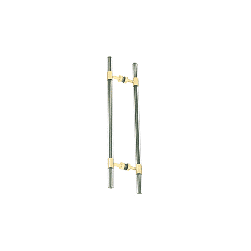 Polished Brass 27" Overall Length Glass Mounted Ladder Style Pull Handle with Acrylic Full Inserts