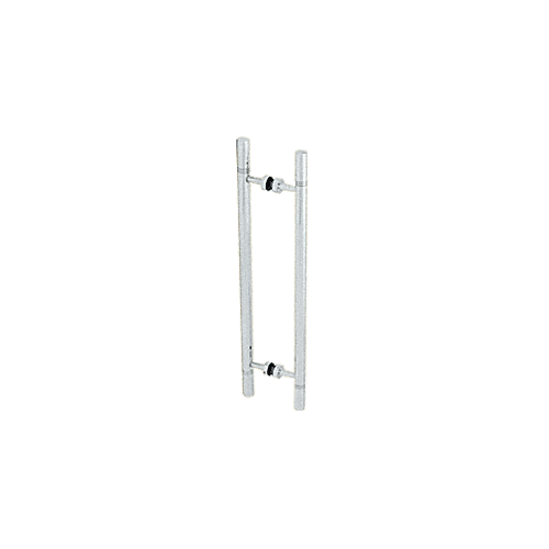 Polished Stainless 25" Overall Length Glass Mounted Back-to-Back Ladder Style Pull Handle with Undercut Accent Rings