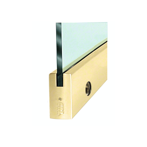 Polished Brass 1/2" Glass 4" Square Door Rail With Lock - 35-3/4" Length