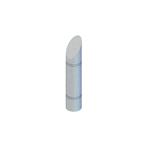Brushed Stainless Steel Bollard 9" Round with Angled Top and Double Line Accents