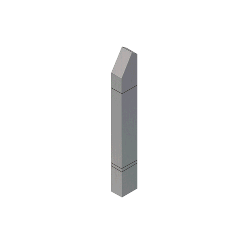 Brushed Stainless Steel Bollard 6" x 4" Rectangular with Angled Top and Double Line Accents