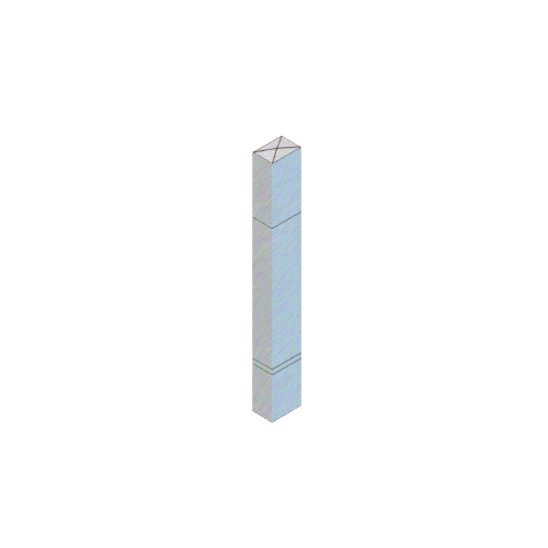 Brushed Stainless Steel Bollard 6" x 4" Rectangular with Raised Top and Double Line Accents