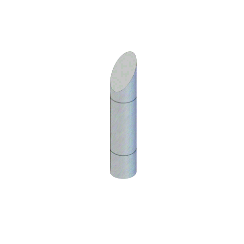 Brushed Stainless Steel Bollard 9" Round with Angled Top and Single Line Accents