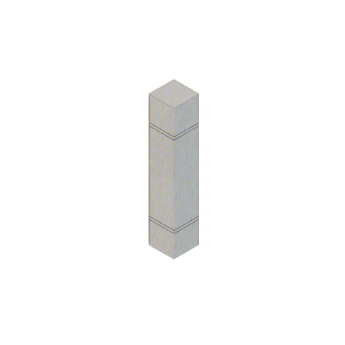 Brushed Stainless Steel Bollard 9" Square with Flat Top and Double Line Accents