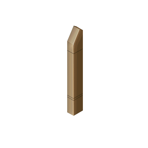 Polished Bronze Bollard 6" x 4" Rectangular with Angled Top and Double Line Accents