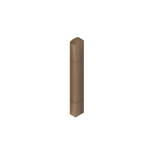 Polished Bronze Bollard 6" x 4" Rectangular with Domed Top and Double Line Accents