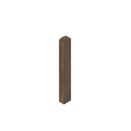 Polished Bronze Bollard 6" x 4" Rectangular with Domed Top and Single Line Accents