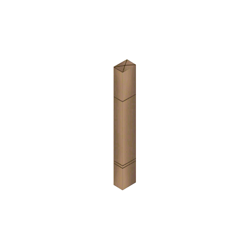 Polished Bronze Bollard 6" x 4" Rectangular with Raised Top and Double Line Accents