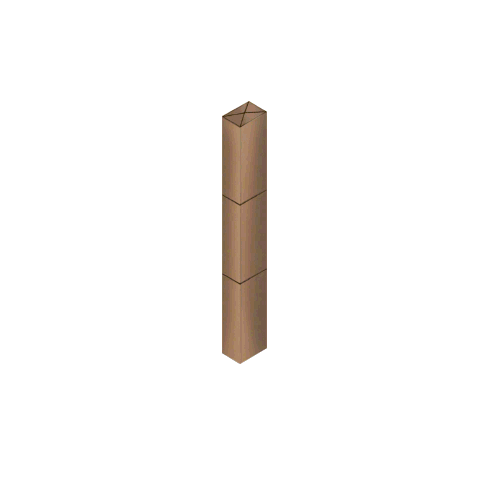 Polished Bronze Bollard 6" x 4" Rectangular with Raised Top and Single Line Accents