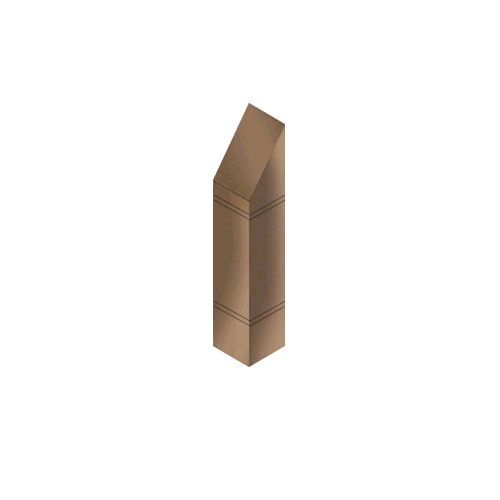 Polished Bronze Bollard 9" Square with Angled Top and Double Line Accents