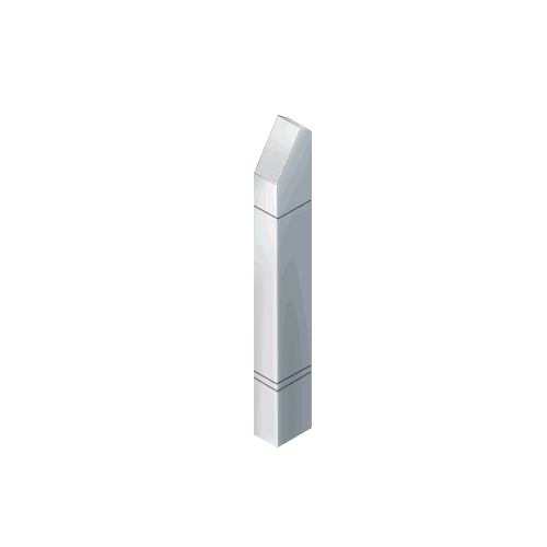 Polished Stainless Steel Bollard 6" x 4" Rectangular with Angled Top and Double Line Accents