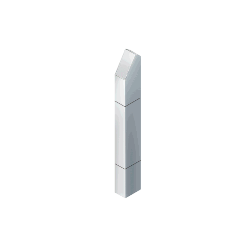 Polished Stainless Steel Bollard 6" x 4" Rectangular with Angled Top and Single Line Accents