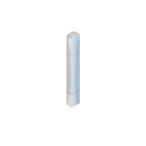 Polished Stainless Steel Bollard 6" x 4" Rectangular with Domed Top and Double Line Accents