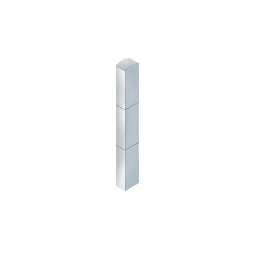 Polished Stainless Steel Bollard 6" x 4" Rectangular with Domed Top and Single Line Accents