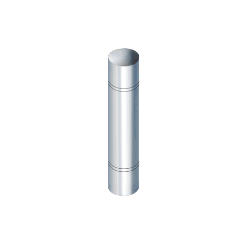 Polished Stainless Steel Bollard 9" Round with Domed Top and Double Line Accents