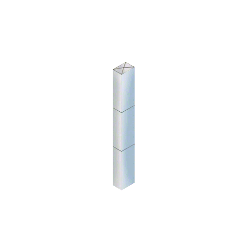 Polished Stainless Steel Bollard 6" x 4" Rectangular with Raised Top and Single Line Accents