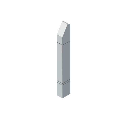 Stainless Steel Bollard 6" x 4" Rectangular with Angled Top and Double Line Accents