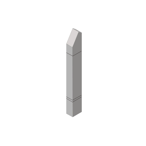 Stainless Steel Bollard 6" x 4" Rectangular with Angled Top and Double Line Accents - Non-Directional