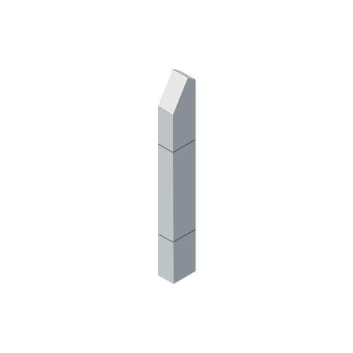 Stainless Steel Bollard 6" x 4" Rectangular with Angled Top and Single Line Accents