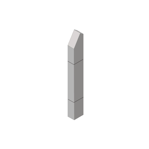 Stainless Steel Bollard 6" x 4" Rectangular with Angled Top and Single Line Accents - Non-Directional
