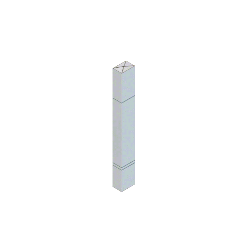 Stainless Steel Bollard 6" x 4" Rectangular with Raised Top and Double Line Accents