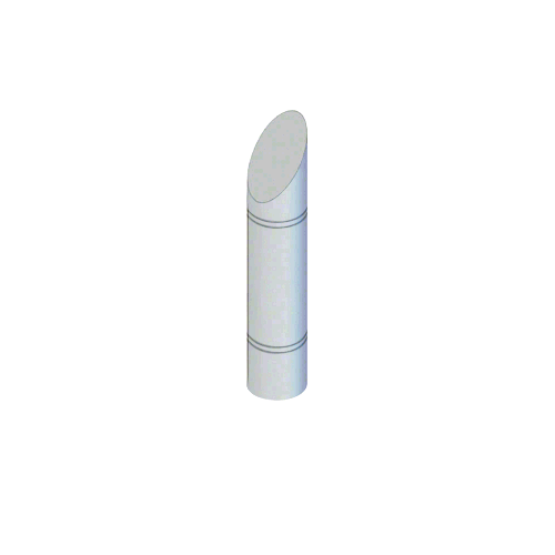 Stainless Steel Bollard 9" Round with Angled Top and Double Line Accents