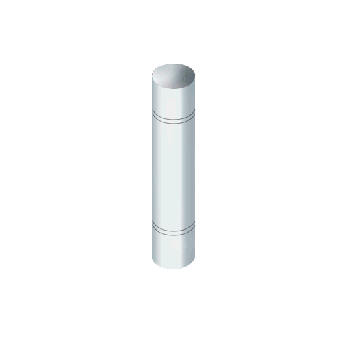 Stainless Steel Bollard 9" Round with Domed Top and Double Line Accents