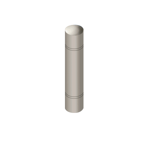 Stainless Steel Bollard 9" Round with Domed Top and Double Line Accents - Non-Directional