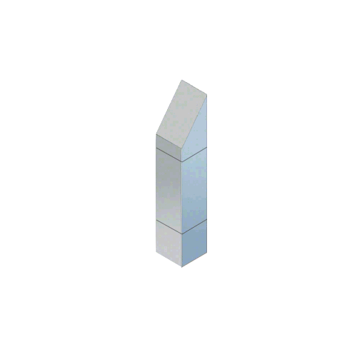 Stainless Steel Bollard 9" Square with Angled Top and Single Line Accents