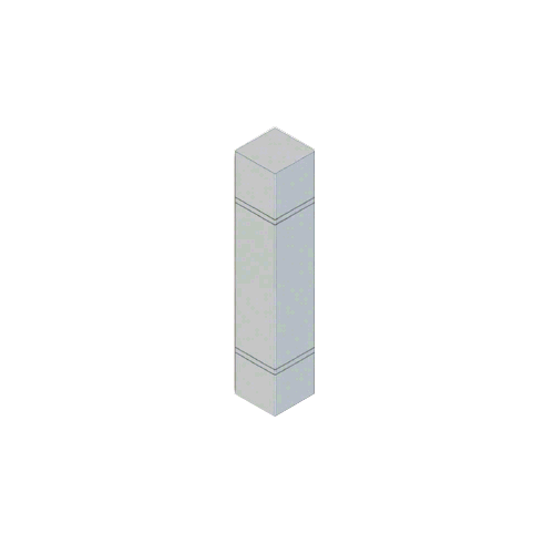 Stainless Steel Bollard 9" Square with Flat Top and Double Line Accents