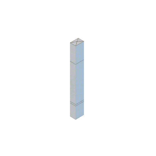 Stainless Steel Bollard 6" x 4" Rectangular with Raised Top and Double Line Accents - Non-Directional