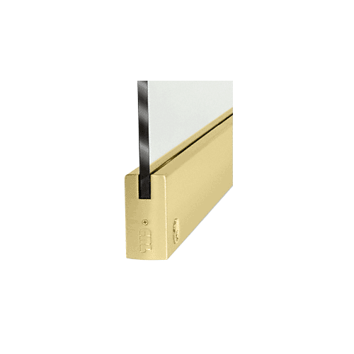 Satin Brass 1/2" Glass 4" Square Door Rail With Lock - Custom Length