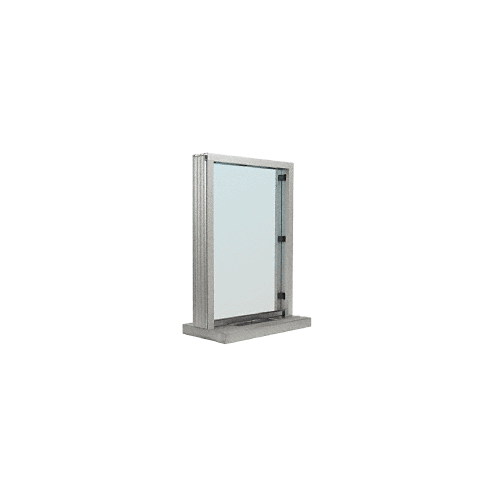 CRL N11W12A Satin Anodized Aluminum Narrow Inset Frame Interior Glazed Exchange Window With 12" Shelf and Deal Tray