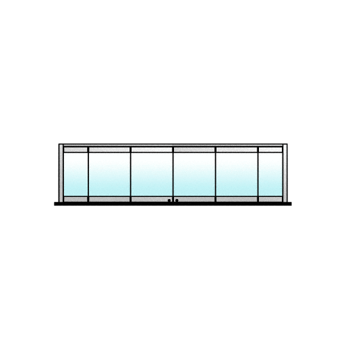 Polished Stainless 6-Panel Bipart Overhead Track Half Bi-Fold Door Configuration