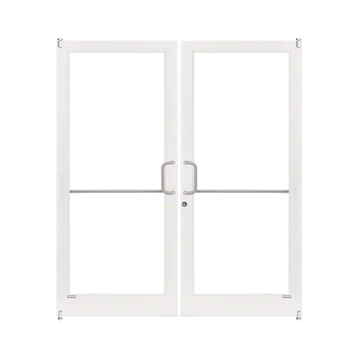 White KYNAR Paint Custom Pair Series 400T Thermal Medium Stile Offset Pivot Entrance Doors for Surface Mount Door Closers
